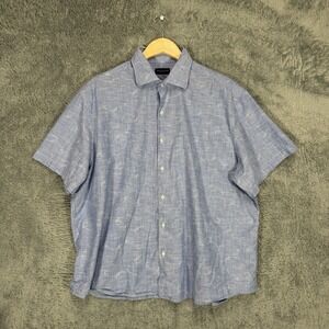 Proper Cloth Shirt Mens XL Blue Clouds 100% Cotton Short Sleeve Button Up